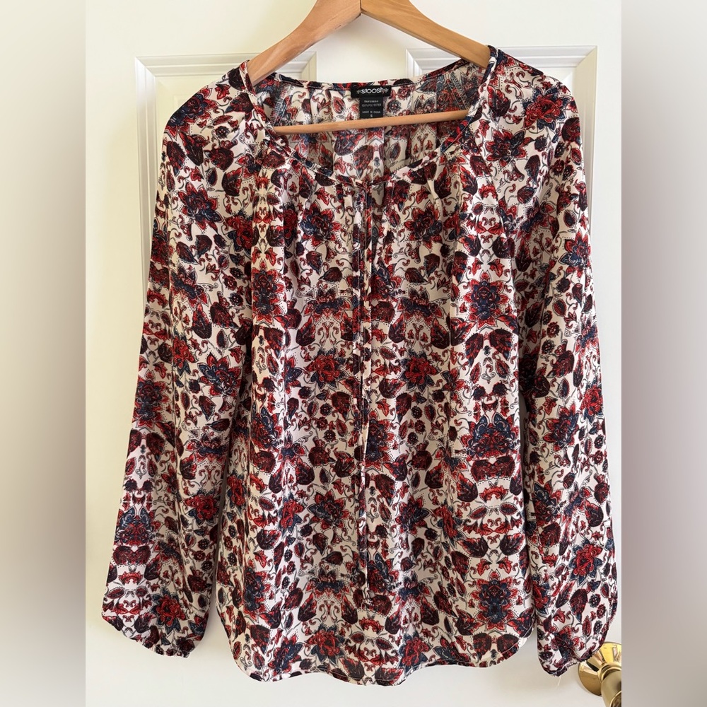 Stoosh Red and Blue Floral Blouse